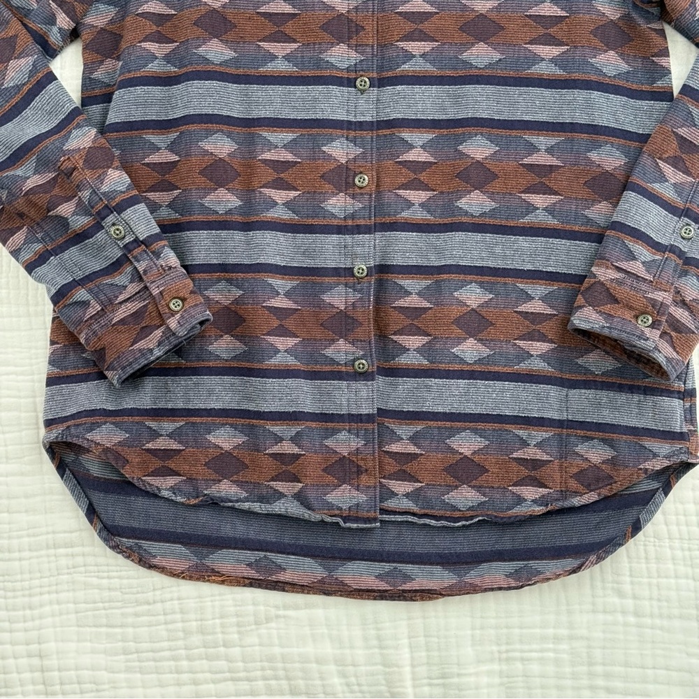 Woolrich Blue And Brown Patterned Button Down Shi… - image 3